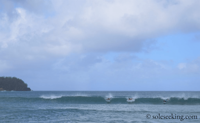Bodyboarding the waves during a normal current